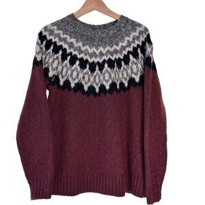 Abercrombie & Fitch Sweater Pullover Maroon Gray Pattern Womens Large